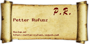 Petter Rufusz névjegykártya